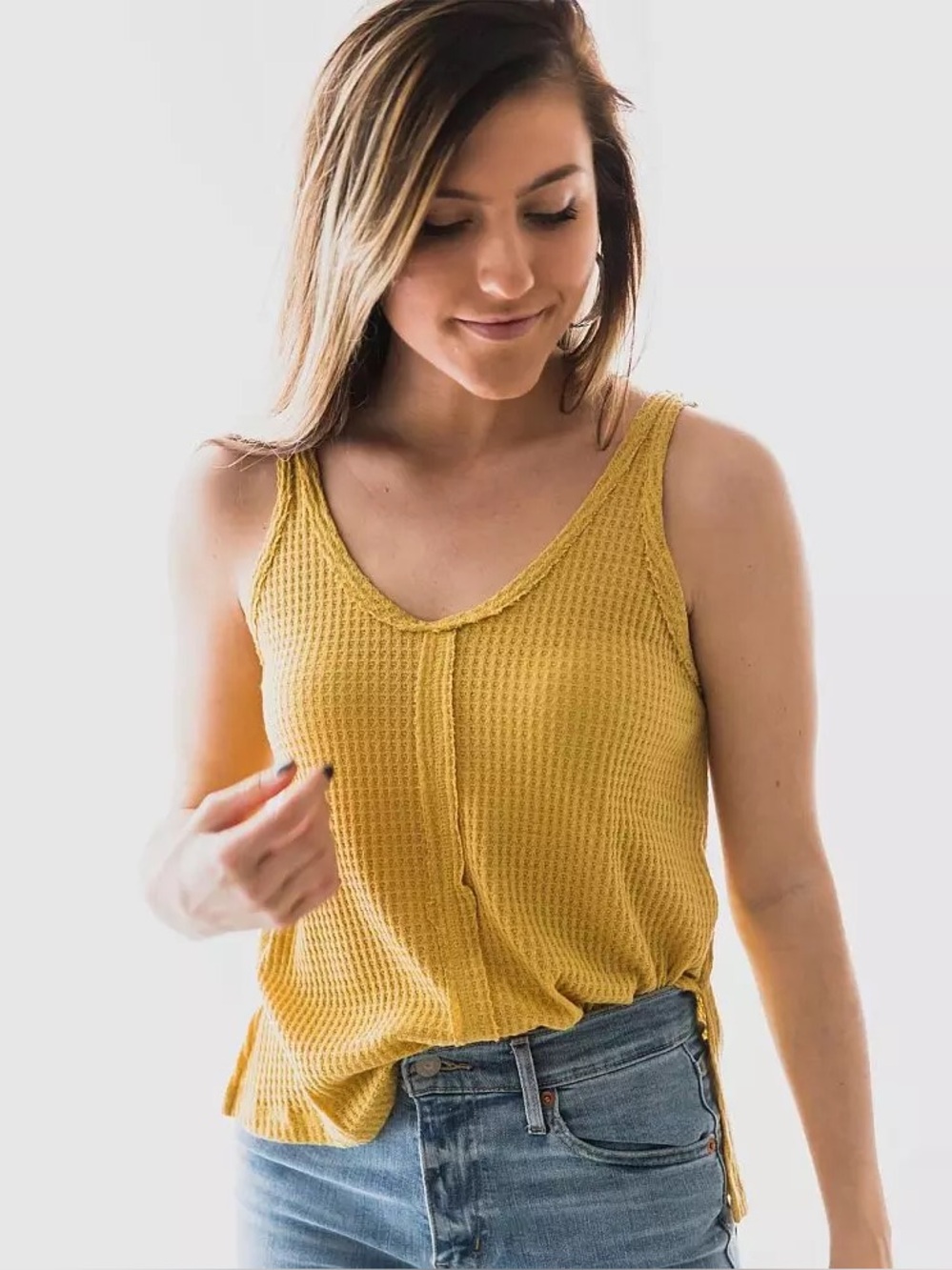 Blu Pepper Waffle Knit Thermal Tank Top